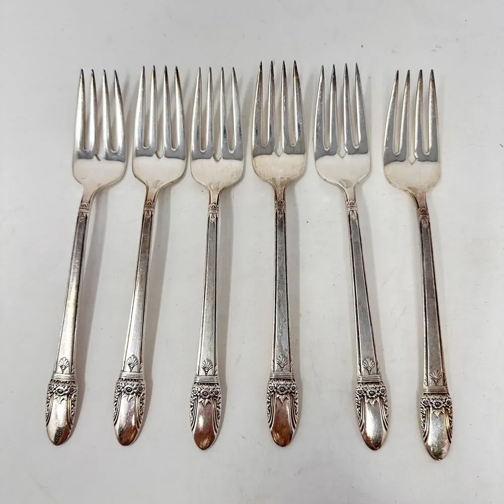 1847 Rogers Bros First Love Silverplate Salad Forks Set of 6 Vintage 1937